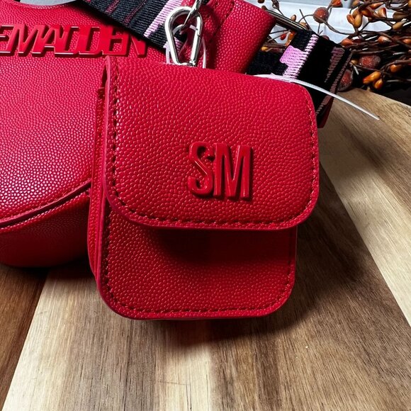 Steve Madden Allie Heart Charm Crossbody Bag w/ Detachable Pouch Lipstick Red - Picture 2 of 11